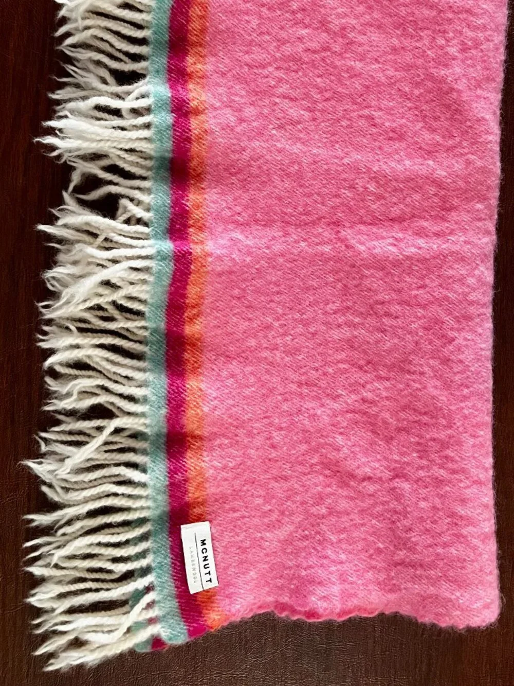 McNutt of Donegal 100% Lambswool Baby Blanket Pink Handmade in Ireland